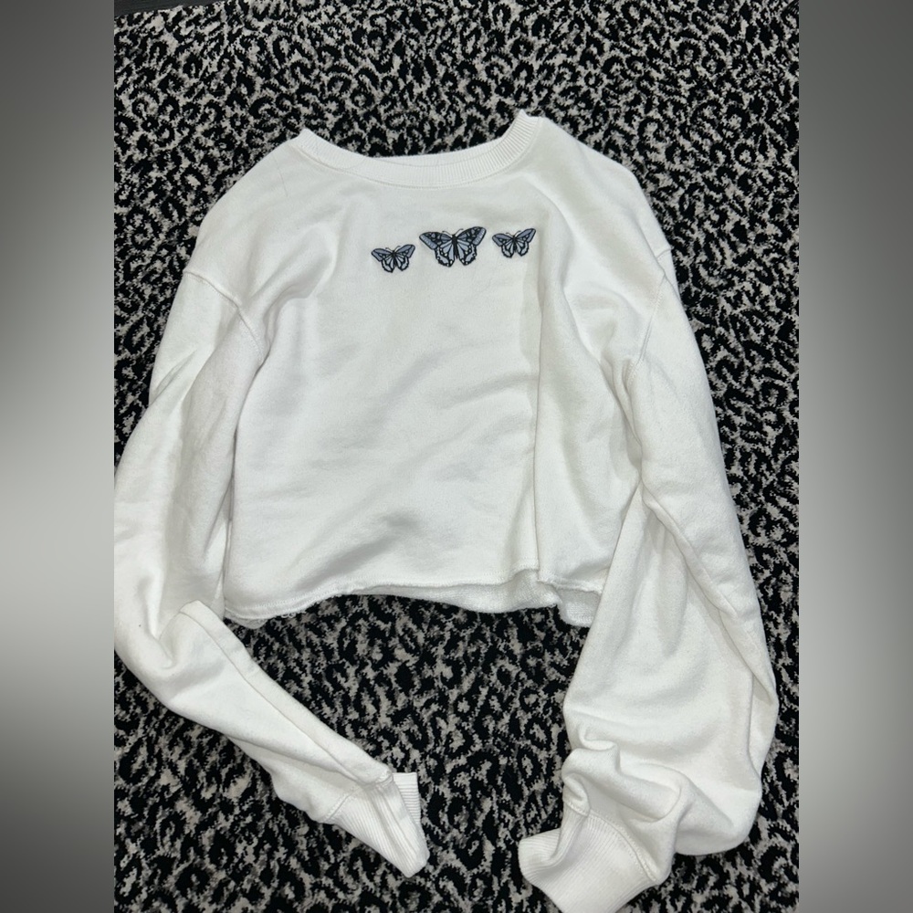 Hollister White Butterfly Long-sleeve XS